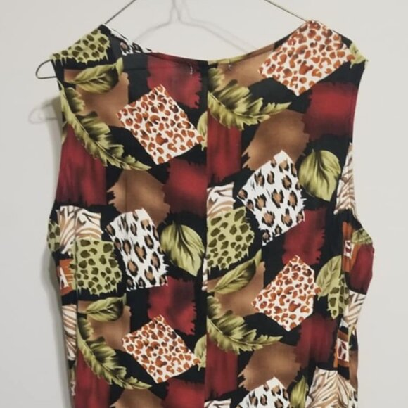 Notations Dress XL Jungle Animal Print Sleeveless Flowy Casual Summer - Picture 4 of 5